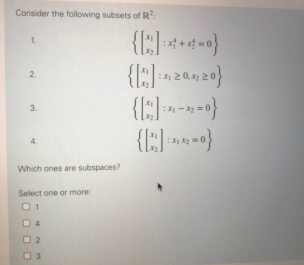 Solved Consider The Following Subsets Of R2 1 2 Chegg