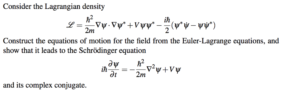 Solved Consider The Lagrangian Density H Ih Construct The Chegg