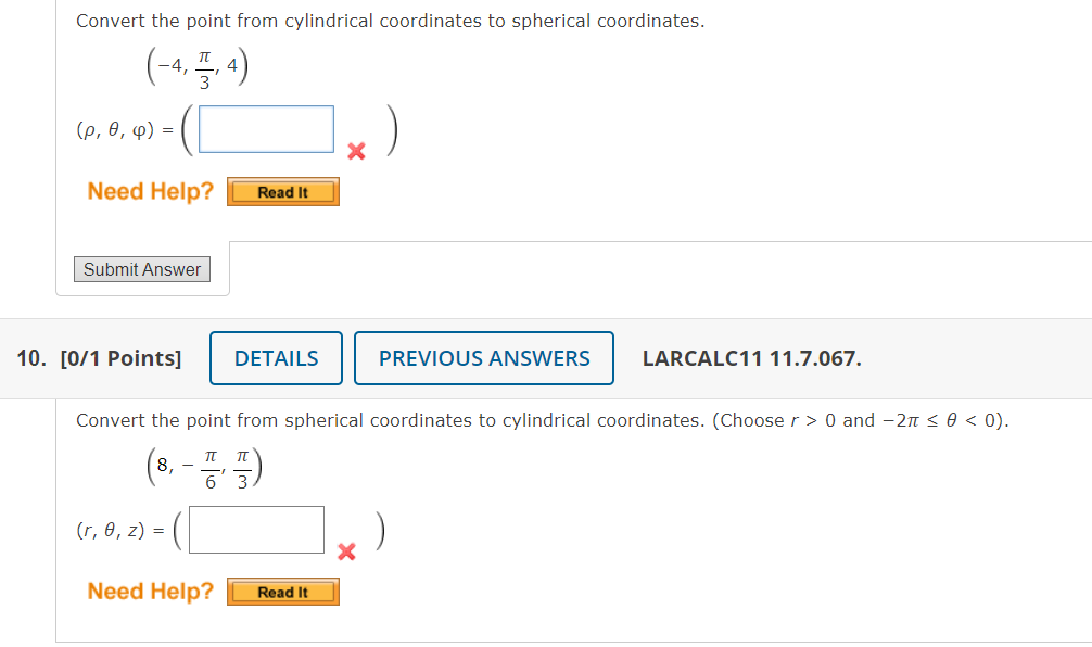 Solved Convert The Point From Cylindrical Coordinates To Chegg