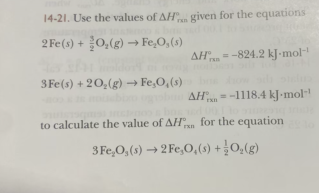 Solved Use The Values Of Hrxn Given For The Chegg