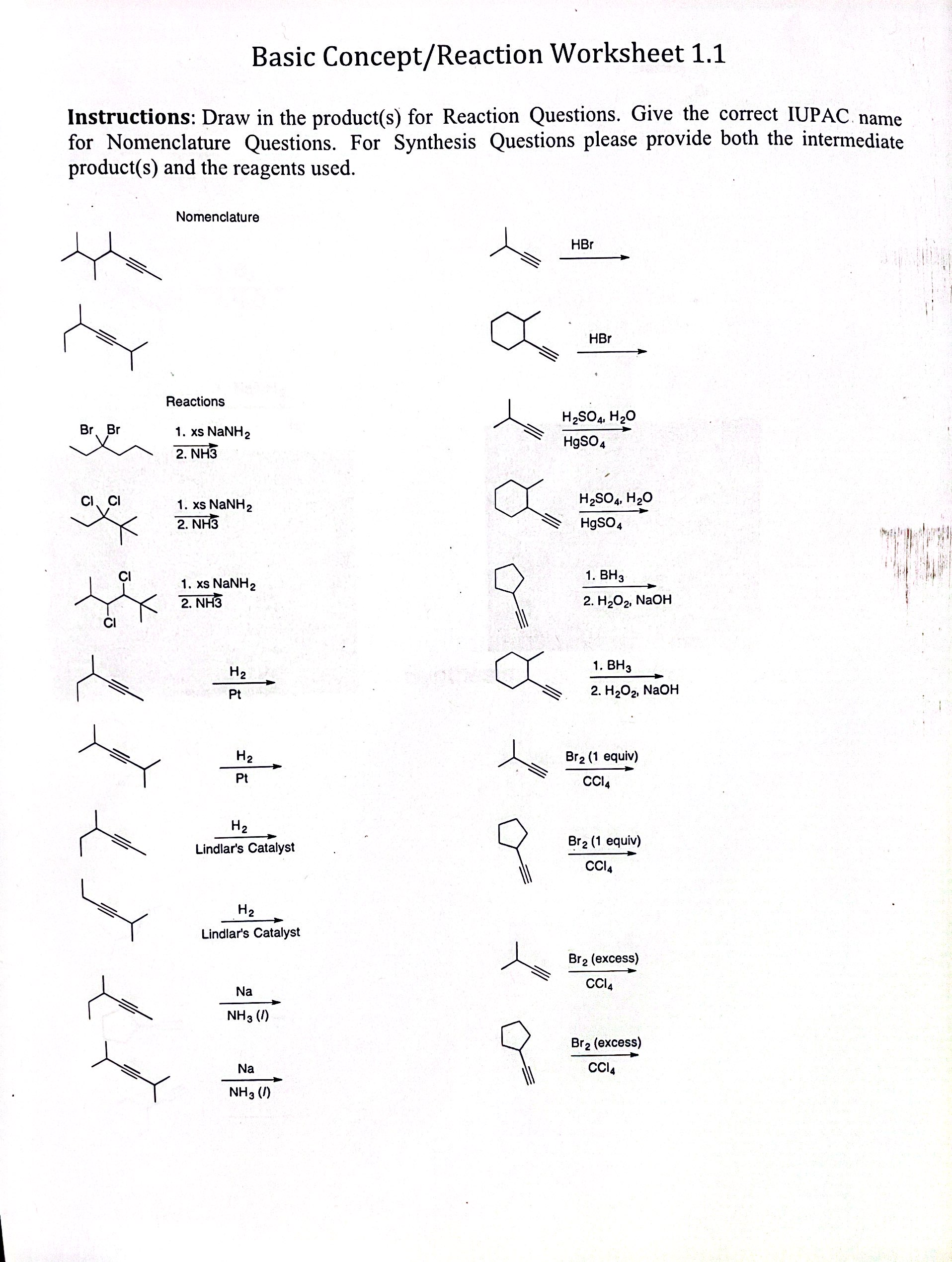 Basic Concept Reaction Worksheet Chegg