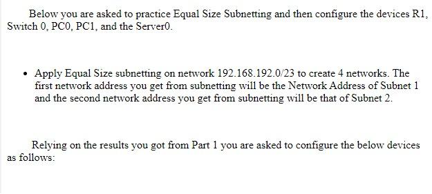 Solved SUBNET 1 Fao SUBNET 2 Server PT Servero Fa0 2 Fao Chegg