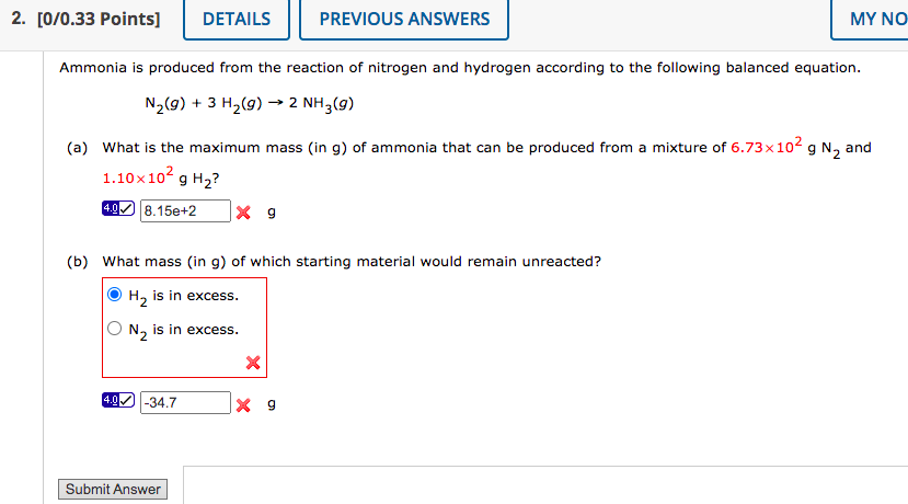 Solved Ammonia Is Produced From The Reaction Of Nitrogen And Chegg