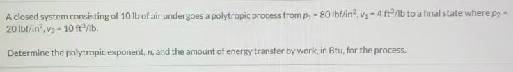 Solved A Closed System Consisting Of Lb Of Air Undergoes Chegg