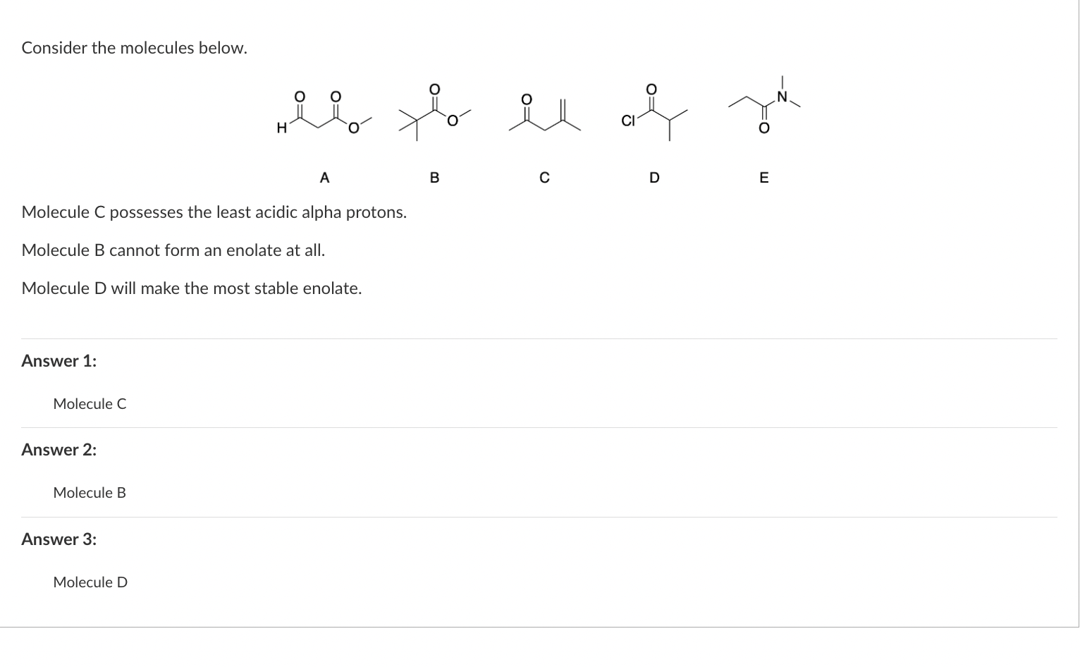 Solved Consider The Molecules Below A Molecule C Possesses Chegg