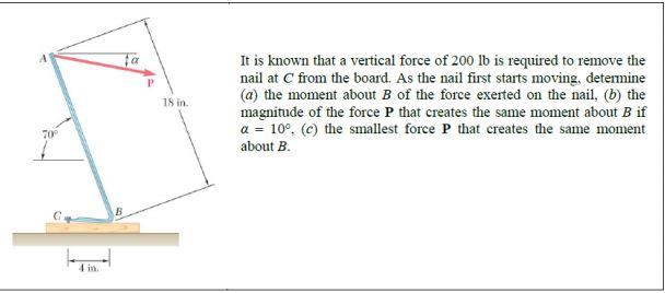 Solved 18 In It Is Known That A Vertical Force Of 200 Lb Is Chegg