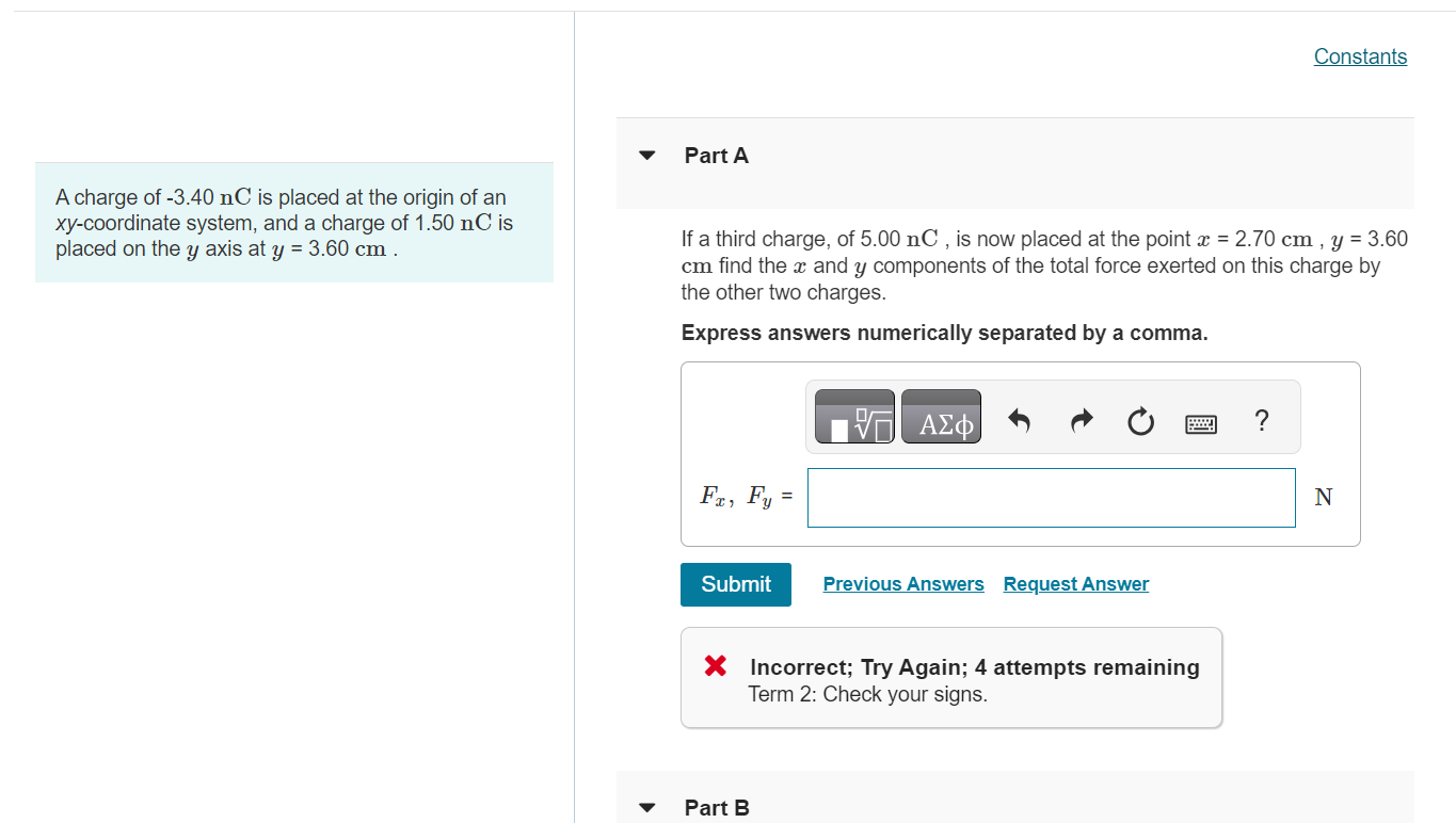 Solved A Charge Of 3 40nC Is Placed At The Origin Of An Chegg