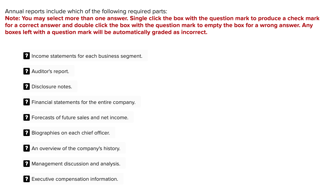 Annual Reports Include Which Of The Following Chegg