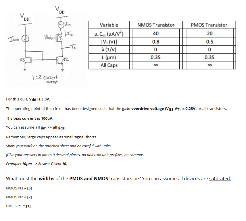 Solved Vdd Is 3 3V The Operating Point Of This Circuit Has Chegg