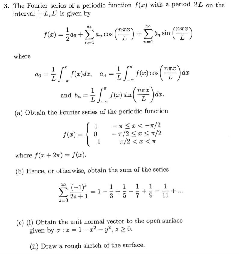 Solved The Fourier Series Of A Periodic Function F X Chegg