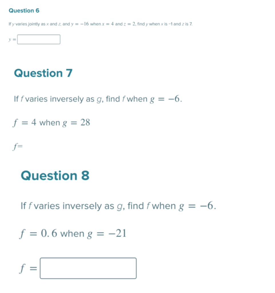 Solved Question If Y Varies Jointly As X And Z And Y Chegg