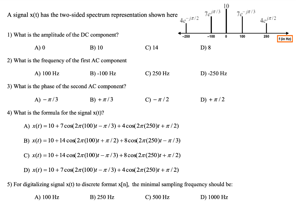 Solved A Signal X T Has The Two Sided Spectrum Chegg