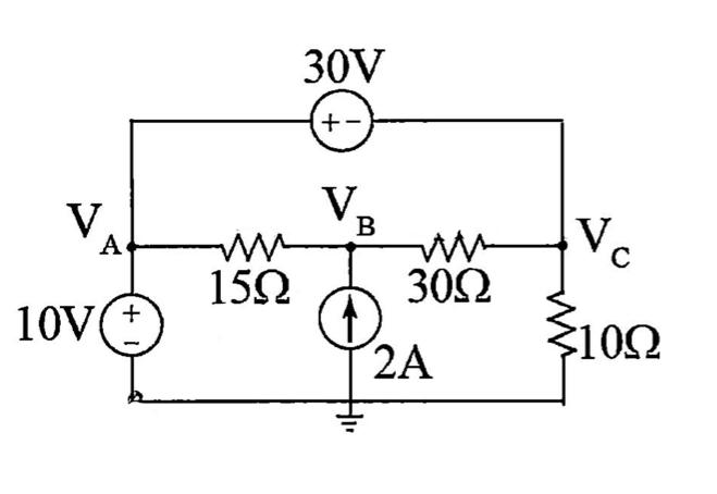 Solved Determine Nodal Voltages Va Vb And Vc Using Mesh Chegg