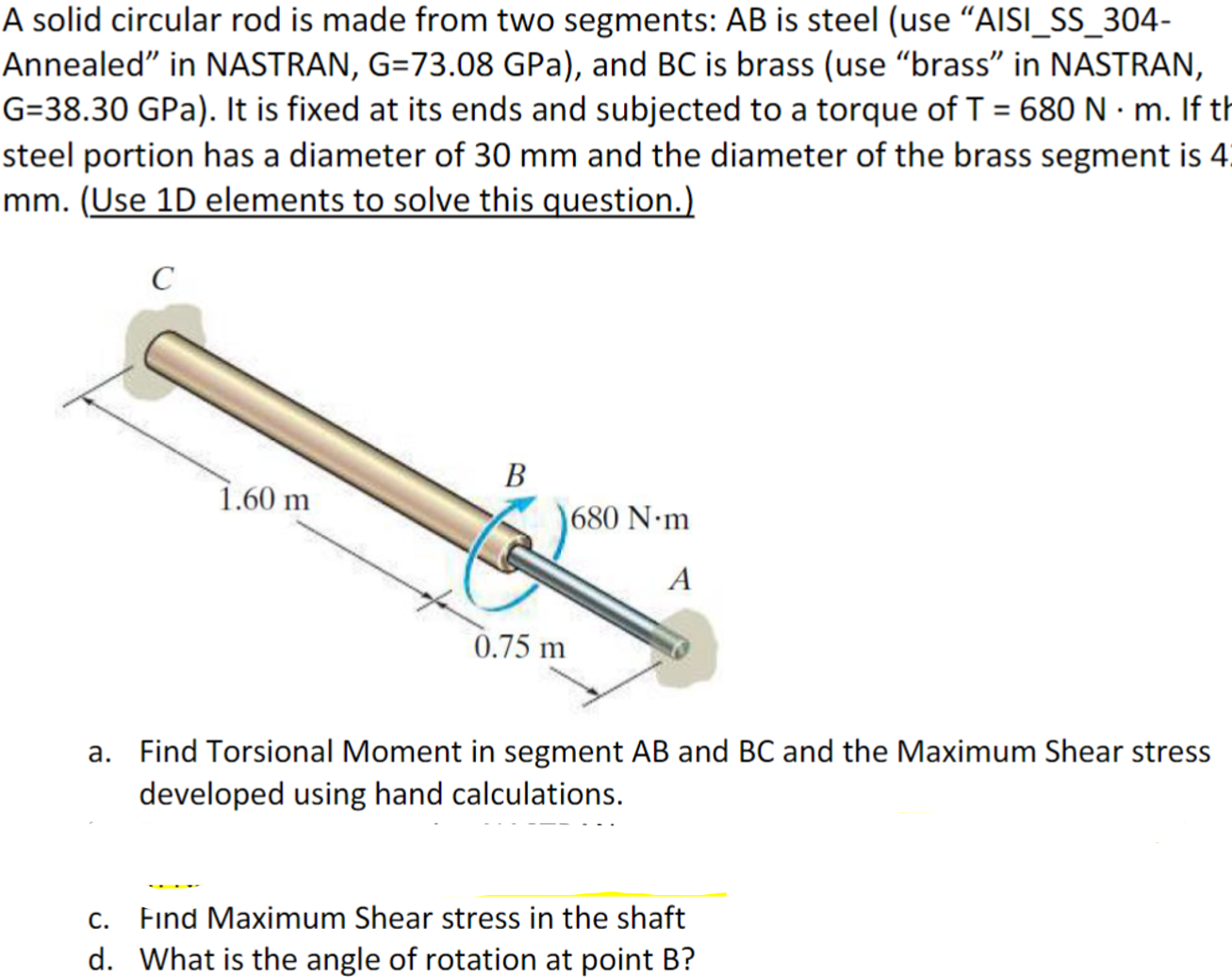 A Solid Circular Rod Is Made From Two Segments Ab Is Chegg