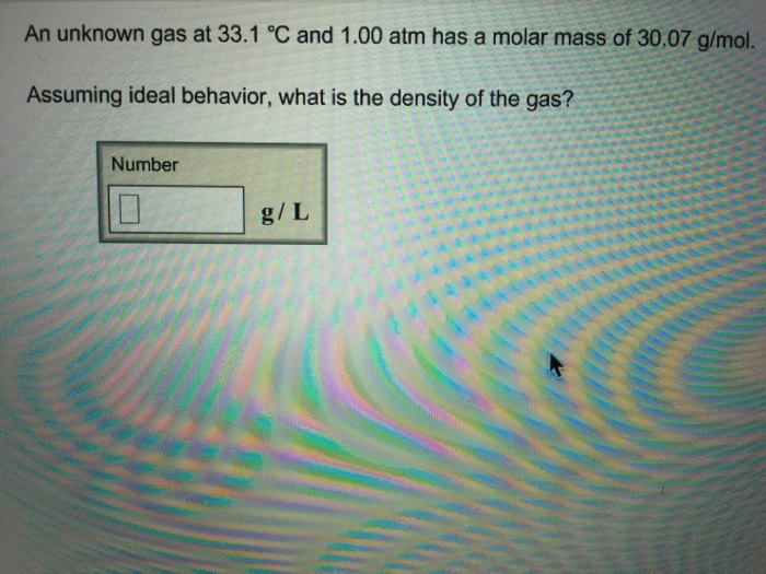 Solved An Unknown Gas At C And Atm Has A Molar Chegg