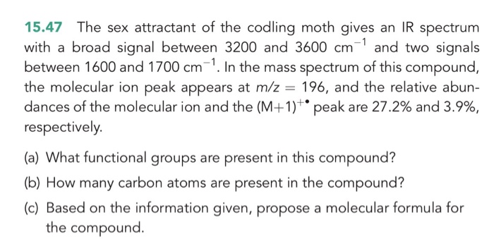 Solved The Sex Attractant Of The Codling Moth Gives An IR Chegg