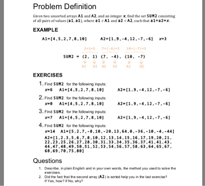 Solved Problem Definition Given Two Unsorted Arrays A And Chegg