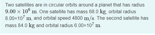 Solved Two Satellites Are In Circular Orbits Around A Planet Chegg