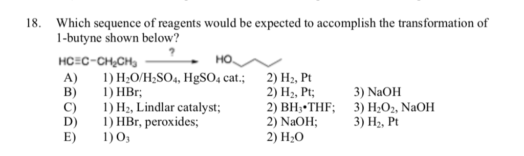 Solved Which Sequence Of Reagents Would Be Expected To Chegg