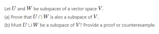 Solved Let U And W Be Subspaces Of A Vector Space V A Chegg