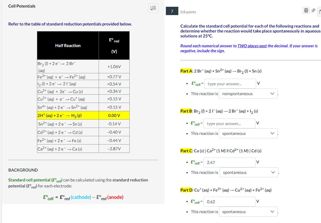 Solved Refer To The Table Of Standard Reduction Potentials Chegg