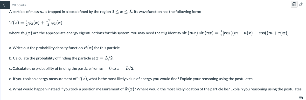 Solved Points A Particle Of Mass M Is Trapped In A Box Chegg