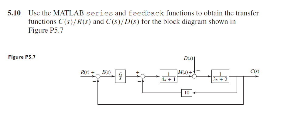 Solved Use The Matlab Series And Feedback Functions To Chegg