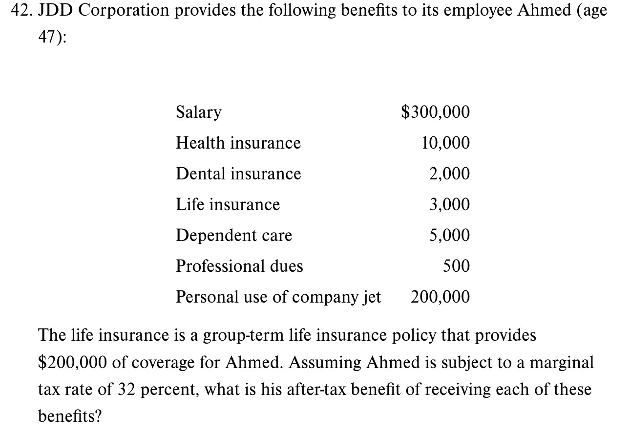 42 JDD Corporation Provides The Following Benefits Chegg