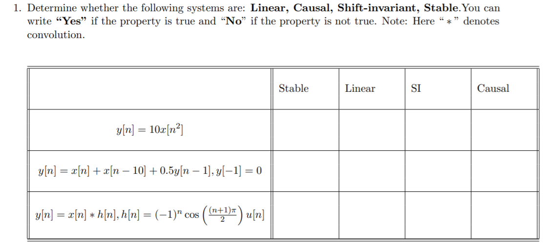 Solved Determine Whether The Following Systems Are Chegg