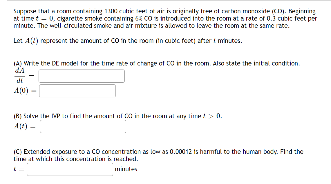 Solved Suppose That A Room Containing Cubic Feet Of Air Chegg