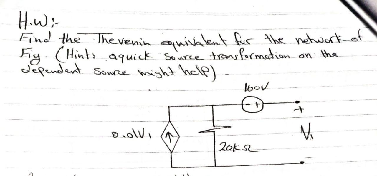 Solved H Wi Find The The Venin Equivalent For The Network Chegg