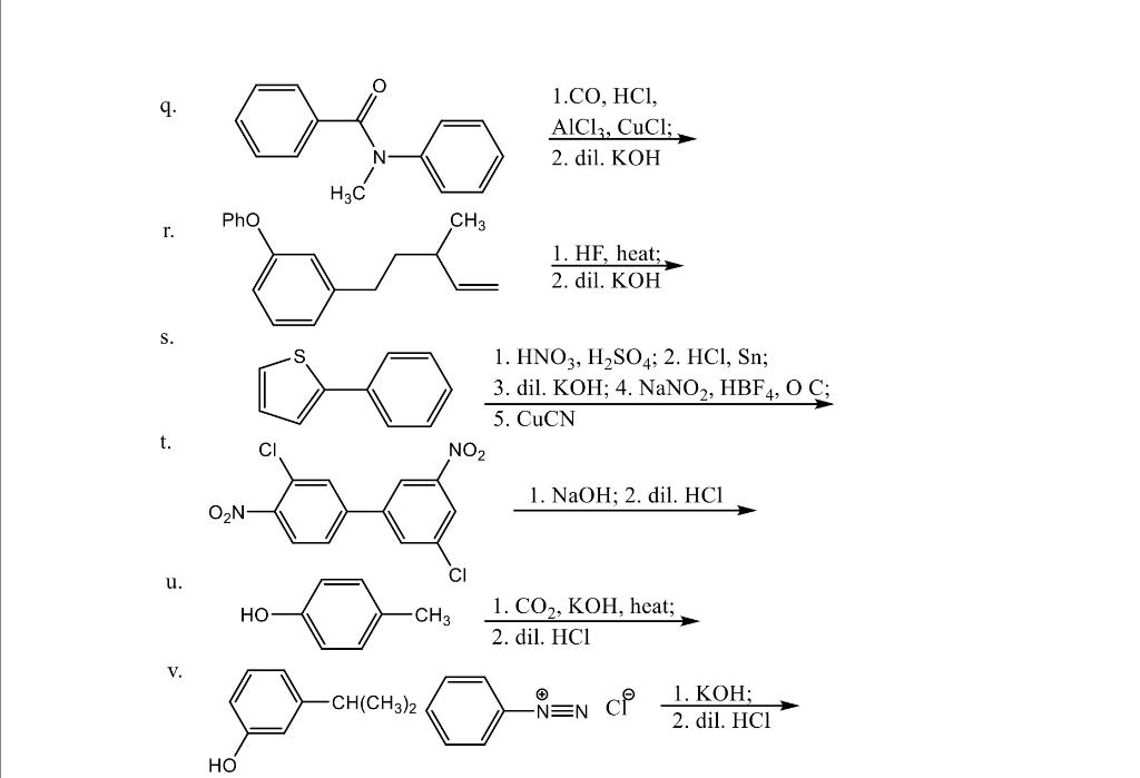 Solved 9 1 CO HCI AlCl3 CuCl 2 Dil KOH N H3C Pho CH3 Chegg