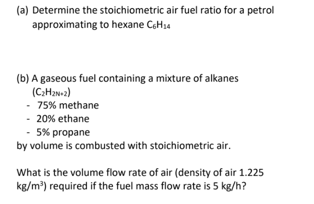 Solved A Determine The Stoichiometric Air Fuel Ratio For A Chegg