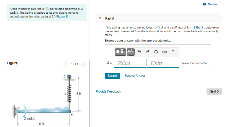 Solved II Review At The Instant Shown The 51 Lb Bar Rotates Chegg