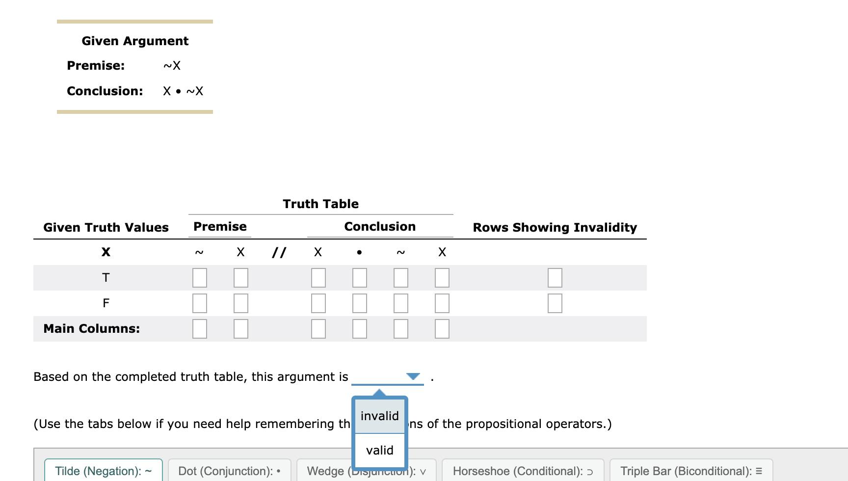 Given Argument Premise Nx Conclusion X X Truth Chegg