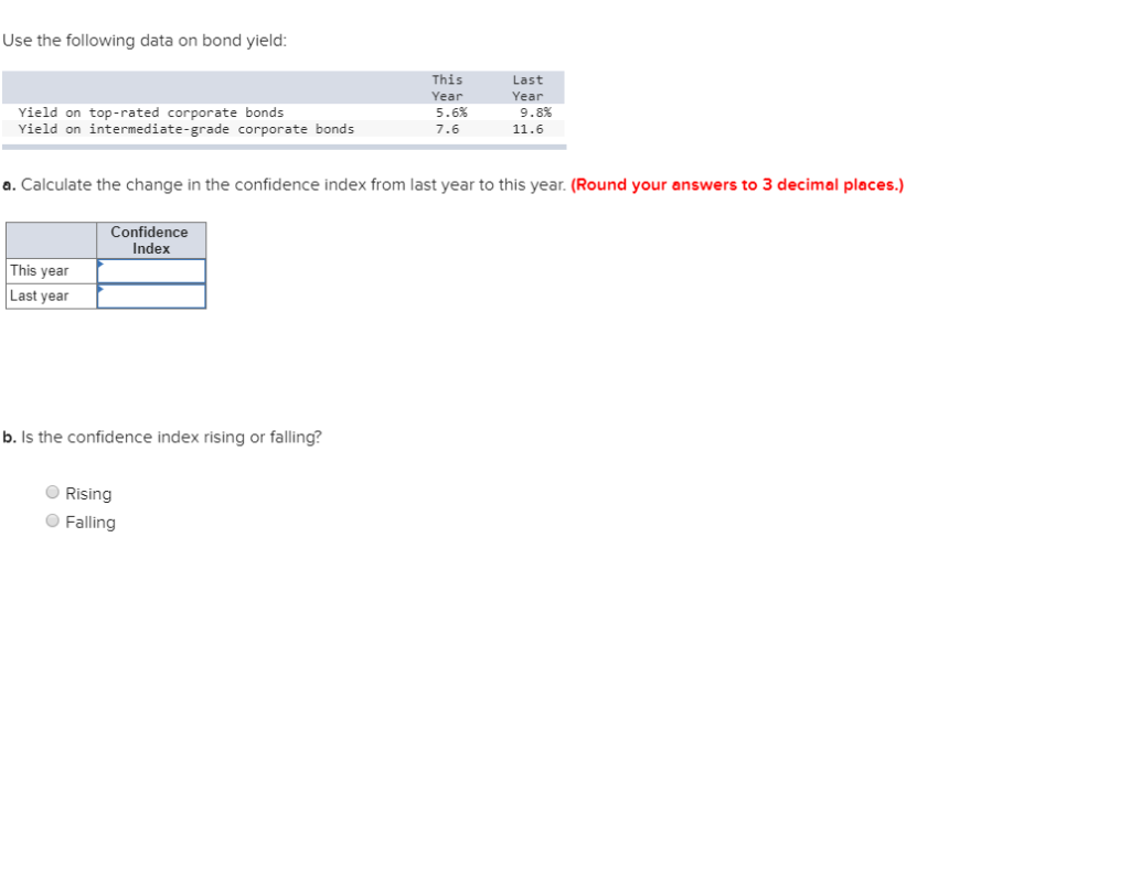 Solved Use The Following Data On Bond Yield This Year Chegg