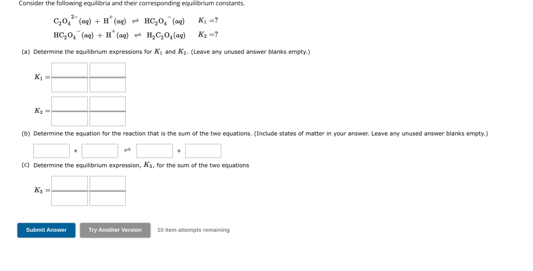 Solved Consider The Following Equilibria And Their Chegg