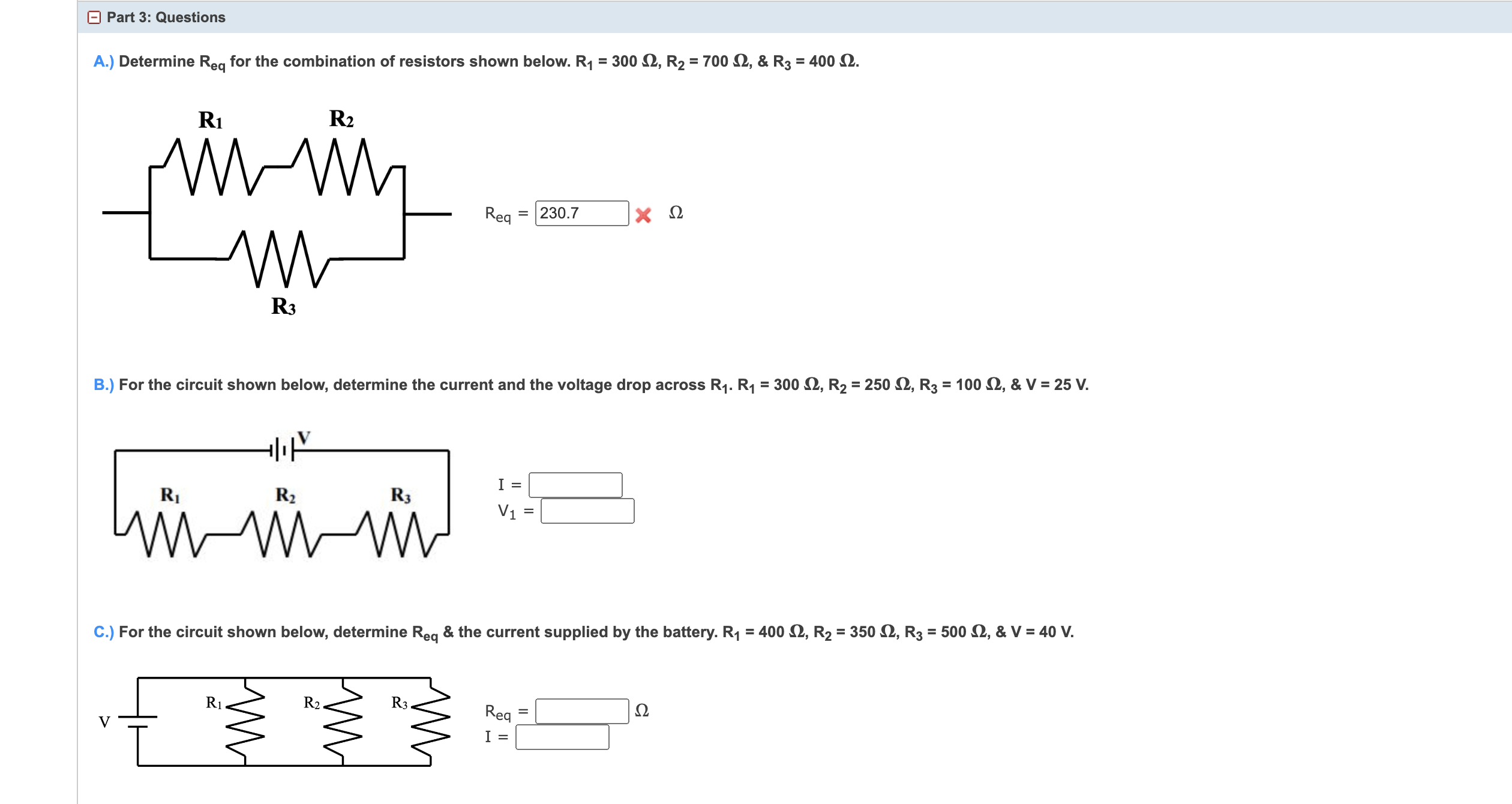 Solved A Determine Req For The Combination Of Resistors Chegg