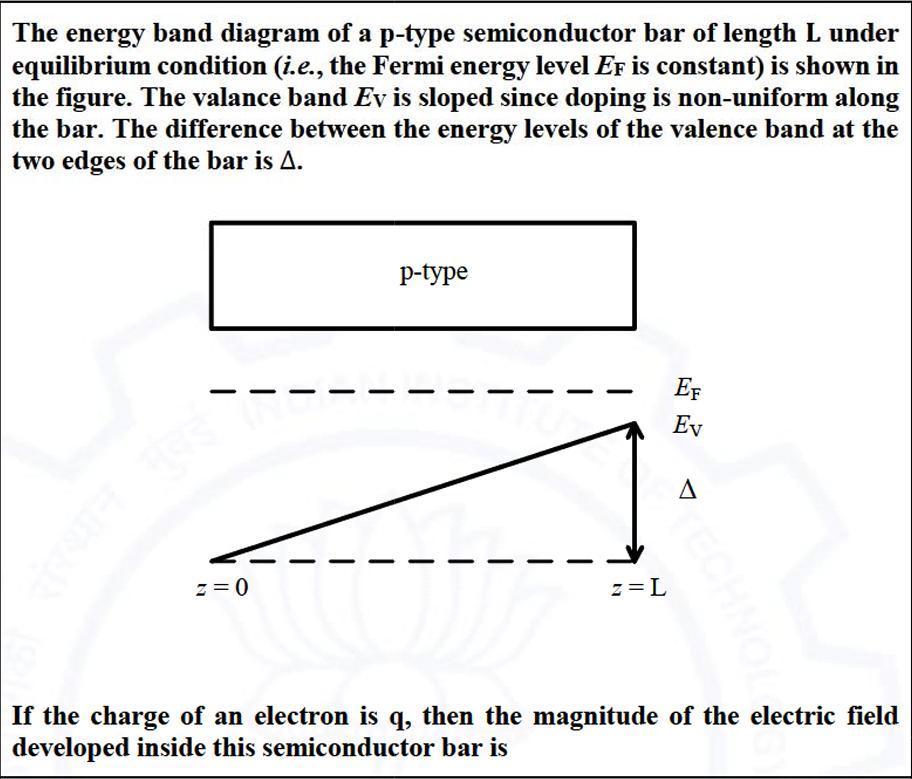 Solved The Energy Band Diagram Of A P Type Semiconductor Bar Chegg