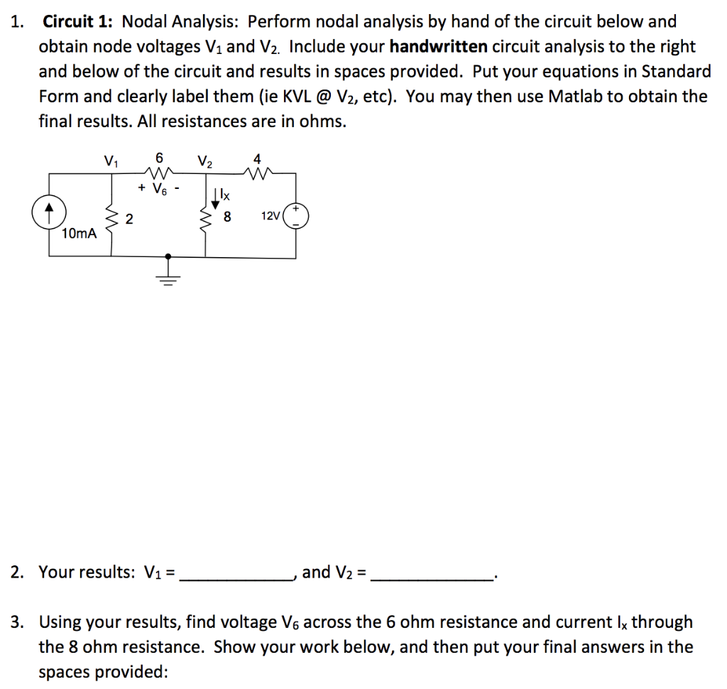 Solved 1 Circuit 1 Nodal Analysis Perform Nodal Analysis Chegg