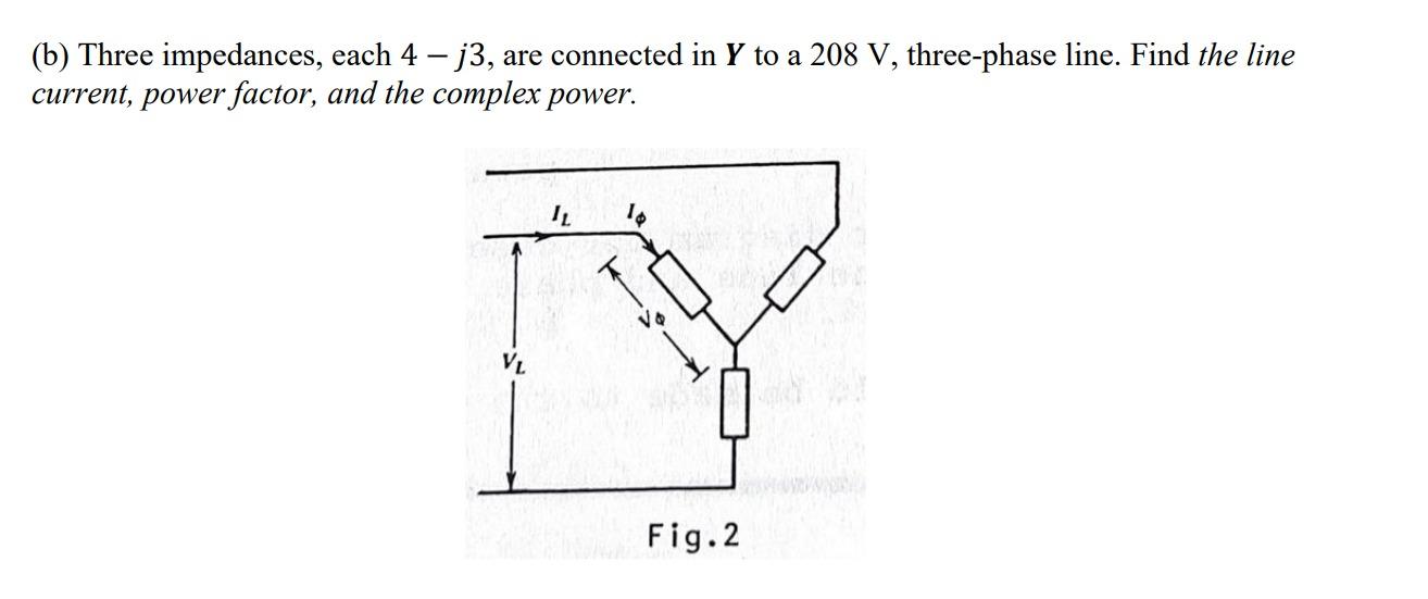 Solved B Three Impedances Each 4j3 Are Connected In Y Chegg