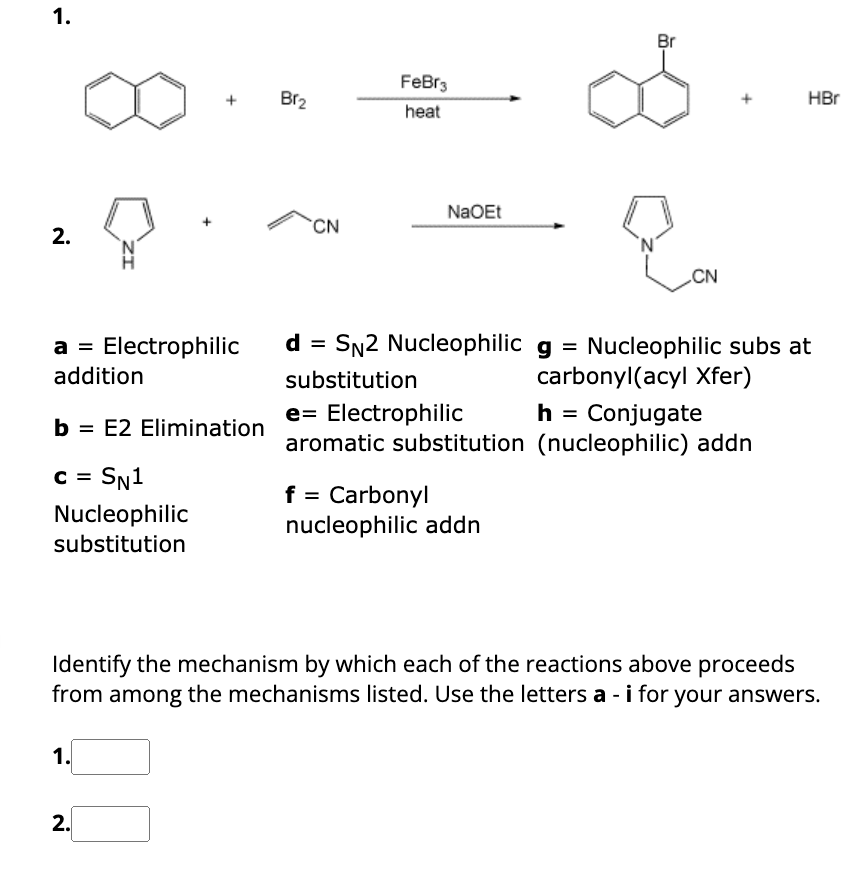 Solved Br2 Heat FeBr3 2 A Electrophilic D SN2 Chegg