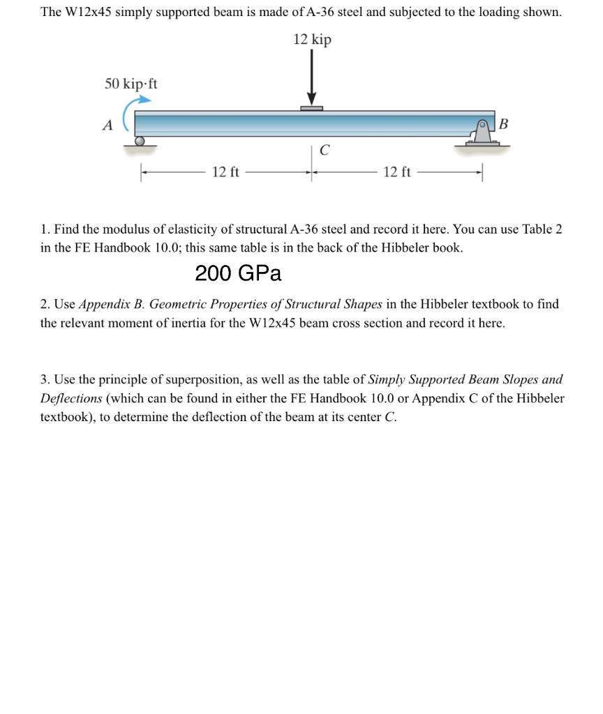 Solved The W12x45 Simply Supported Beam Is Made Of A 36 Chegg