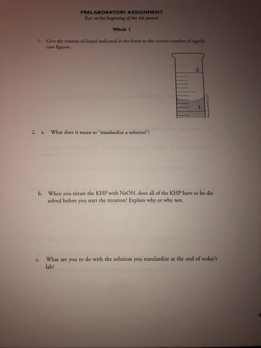 Solved Prelaboratory Assignment Due At The Beginning Of The Chegg