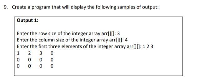 Solved Create A Program That Will Display The Following Chegg