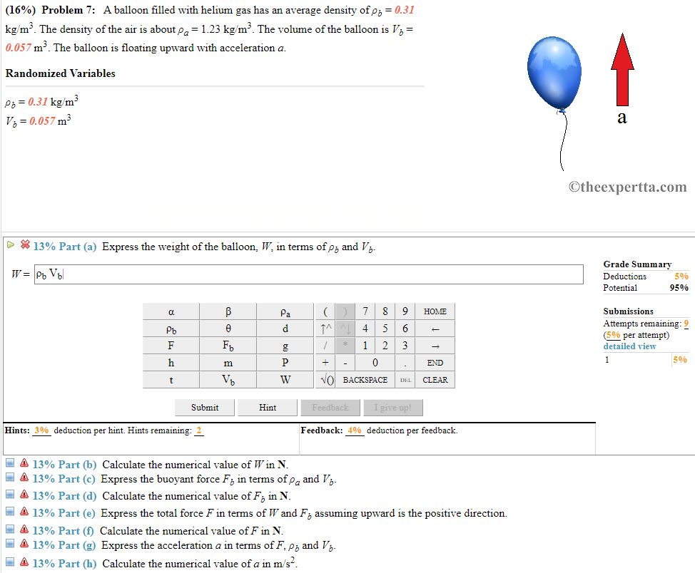 Solved Problem A Balloon Filled With Helium Gas Has Chegg