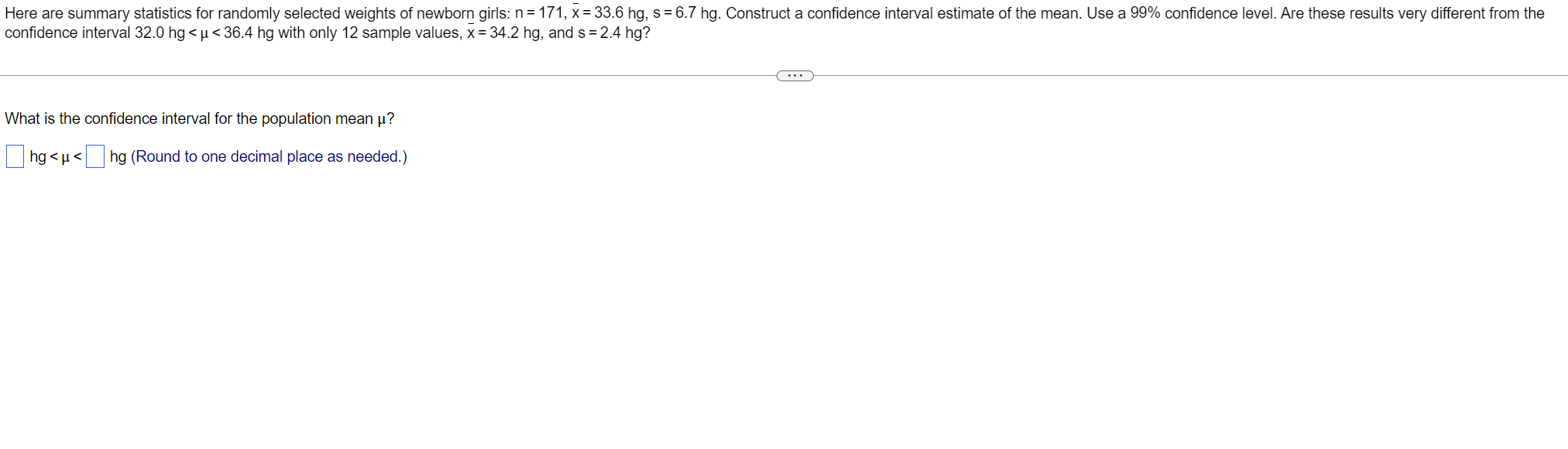 Solved Confidence Interval 32 0hg