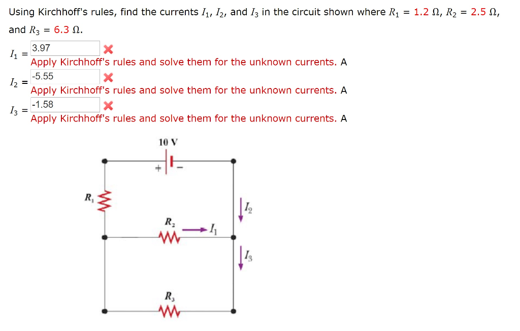 Solved Using Kirchhoff S Rules Find The Currents I I Chegg