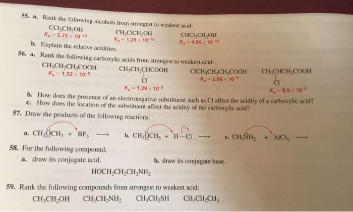 Solved Rank The Following Alcohols From Strongest To Weakest Chegg