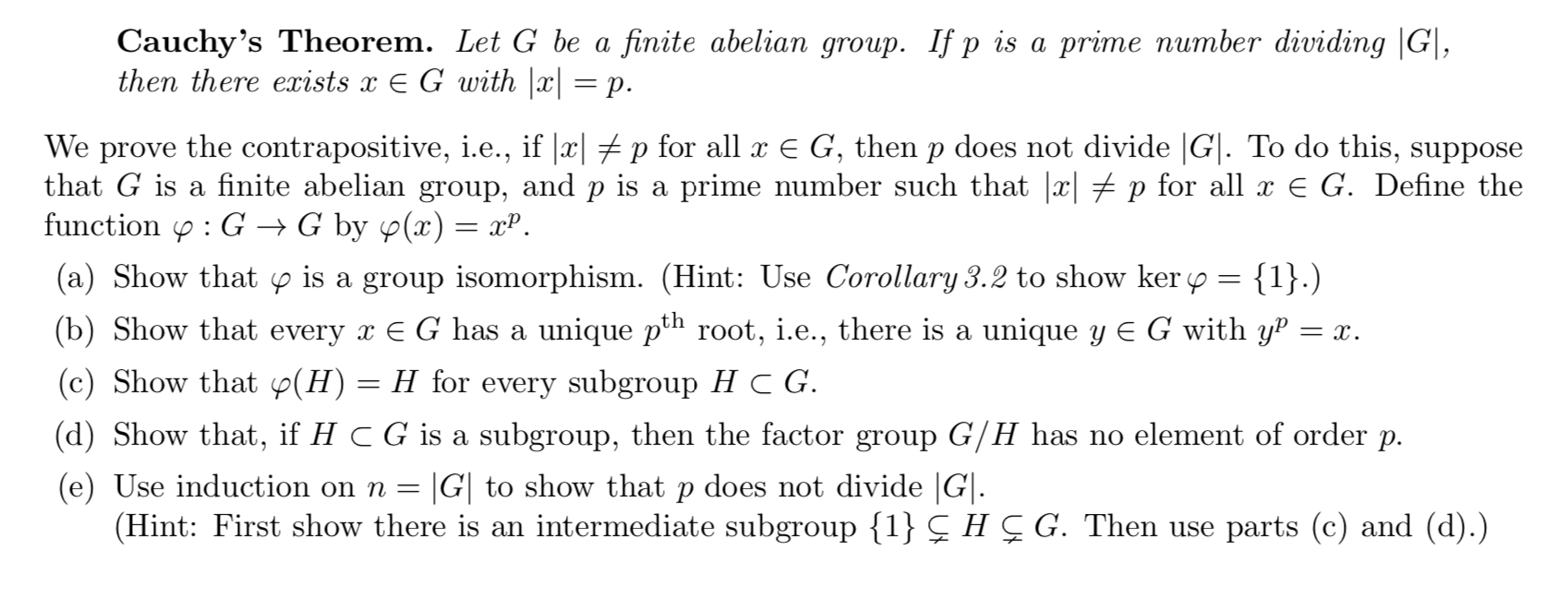 Solved Cauchy S Theorem Let G Be A Finite Abelian Group If Chegg